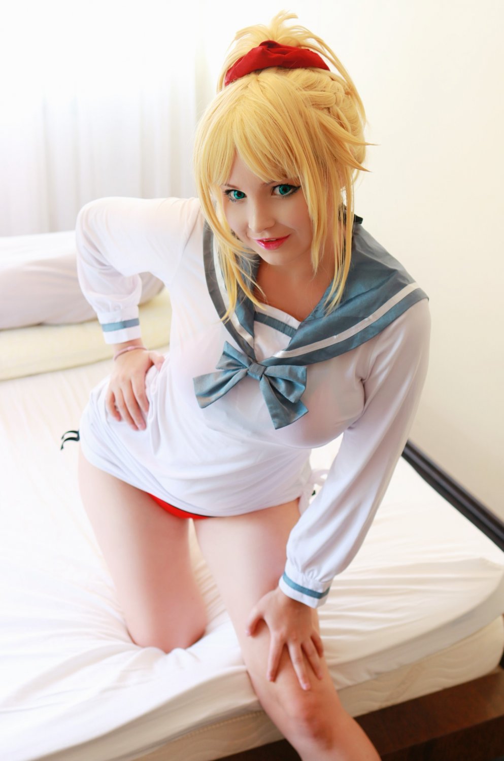 Mordred Fate cosplay with blowjob and facial #UfJCidb2